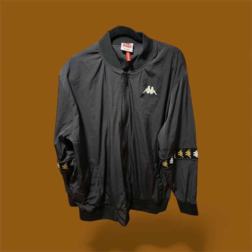 Kappa Men's Black Bomber Jacket with Gold Accents